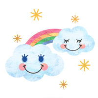 雲と虹の無料イラストです。