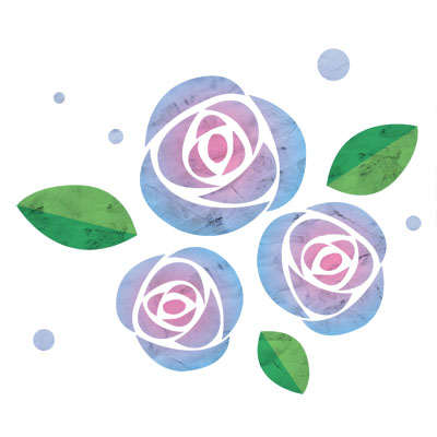 水色のグラデーションがきれいなバラの無料イラストです。