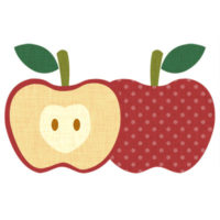 水玉がおしゃれな、赤いりんごの無料イラストです。