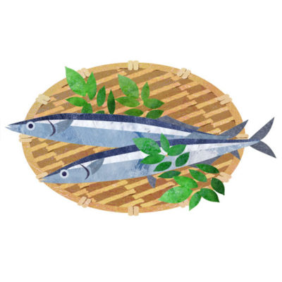 無料で使える秋刀魚のイラストです。
